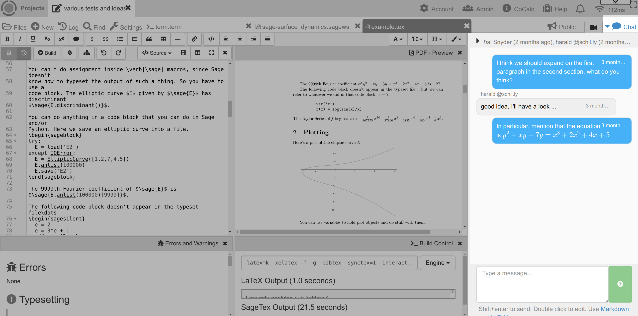 Chatting about a LaTeX document right next to that document