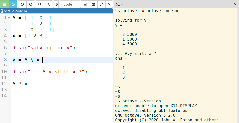 Using Octave in a CoCalc terminal