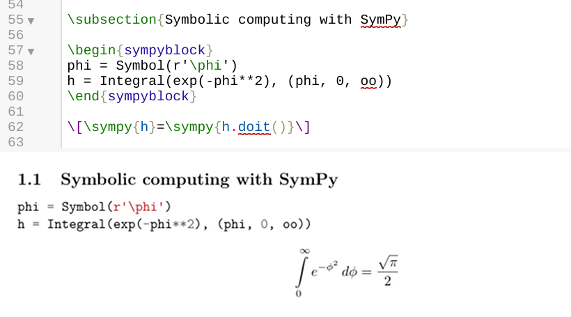 Editing LaTeX with PythonTex code