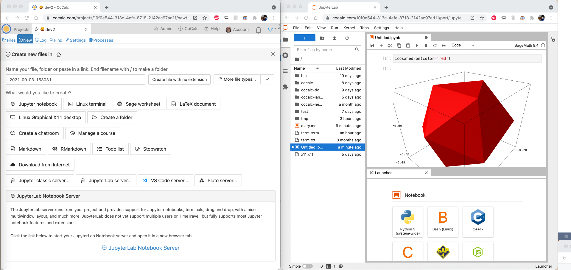 Running JupyterLab inside a CoCalc Project